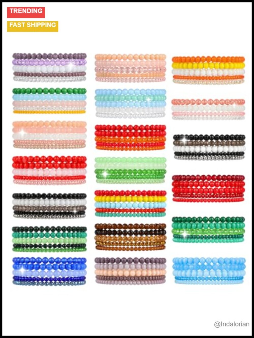 Boho Beaded Stretch Bracelets Set 150 Pcs Stackable Crystal
